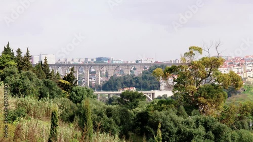 Vista aqueduto das águas livres Lisboa e Viaduto Duarte Pacheco visto do Alvito photo