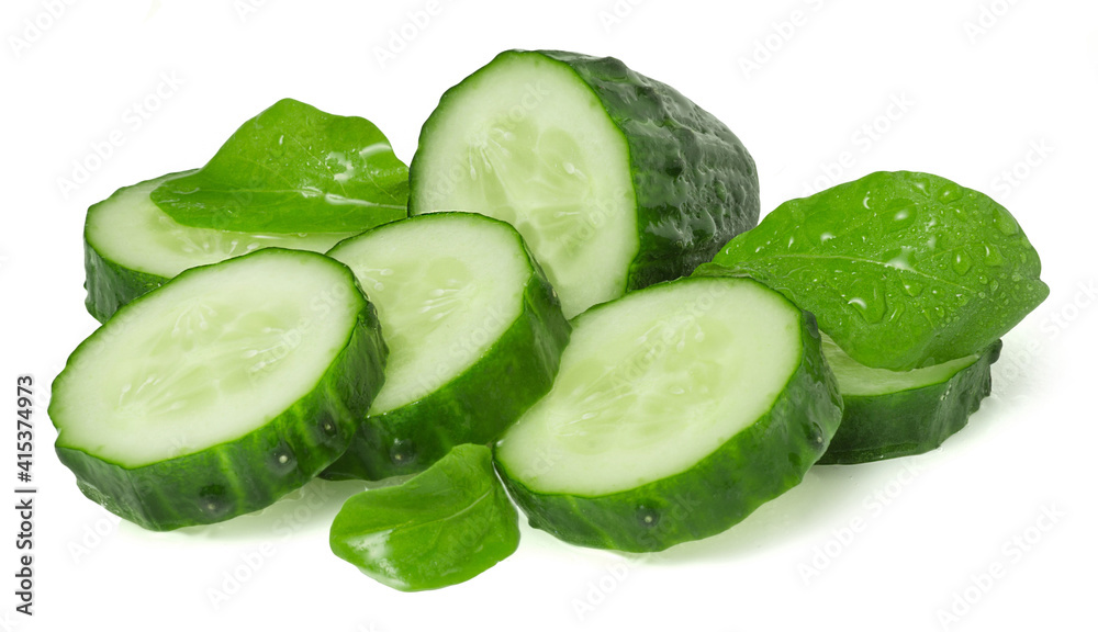 Ripe fresh green cucumbers isolated on a white background Ripe fresh green cucumbers isolated on a white background