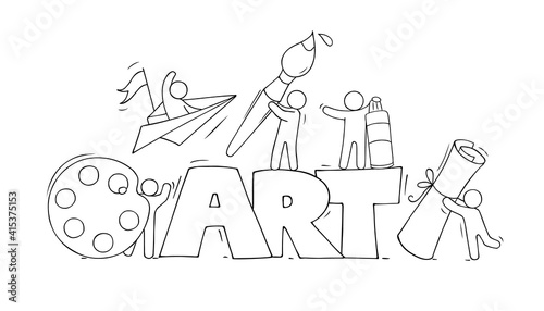 Sketch illustration - people with art symbols