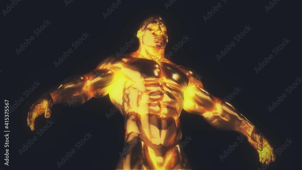 Golden Bodybuilding Trophy isolated in dark background. High quality photo Golden Bodybuilding Trophy isolated in dark background. High quality photo