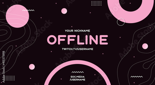 Currently offline twitch overlay cute background 16:9 for stream. Offline modetn cute background with lines. Screensaver for offline streamer broadcast. Gaming offline cute overlays screen.	 photo