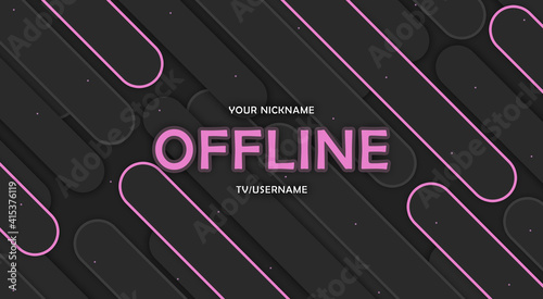 Currently offline twitch overlay cute background 16:9 for stream. Offline modetn cute background with lines. Screensaver for offline streamer broadcast. Gaming offline cute overlays screen.	