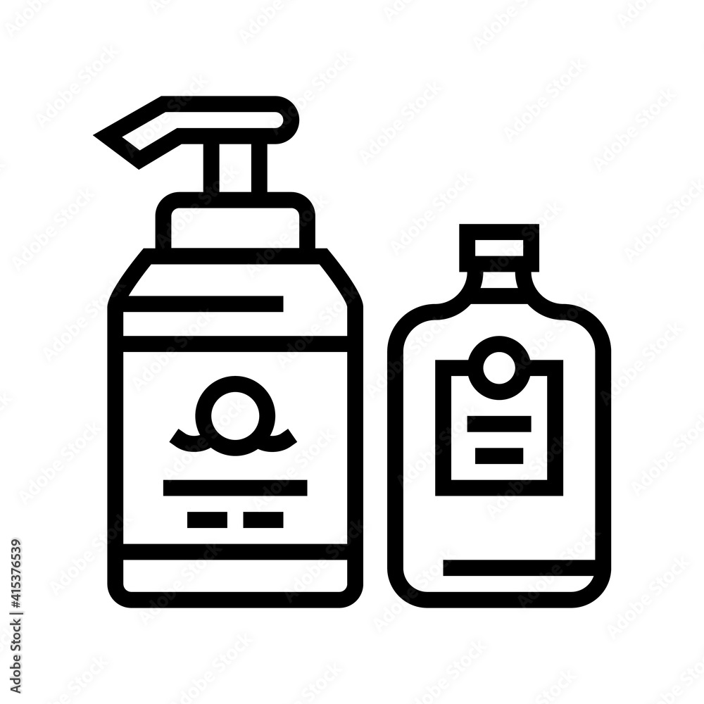 soap and lotion containers line icon vector. soap and lotion containers sign. isolated contour symbol black illustration soap and lotion containers line icon vector. soap and lotion containers sign. isolated contour symbol black illustration