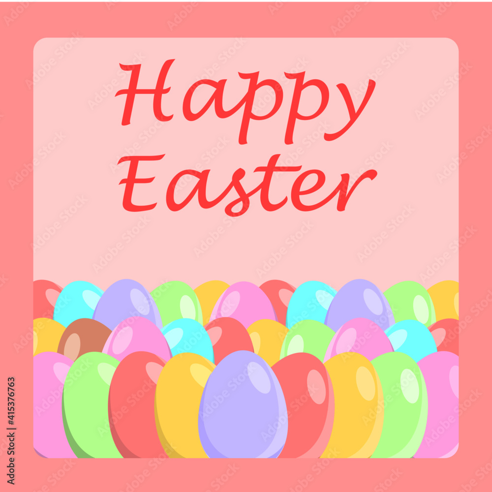 greeting card lots of pastel colors easter eggs on a soft background in a frame greeting card lots of pastel colors easter eggs on a soft background in a frame