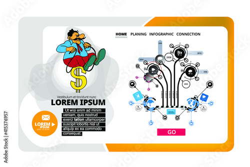 Business concept for internet banners, social media banners, headers of websites, vector illustration 