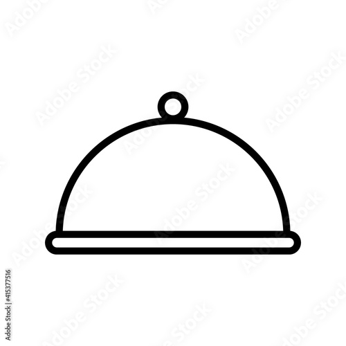 Simple tray with lid for serving food icon in trendy line style isolated on white background for web apps and mobile concept. Vector Illustration