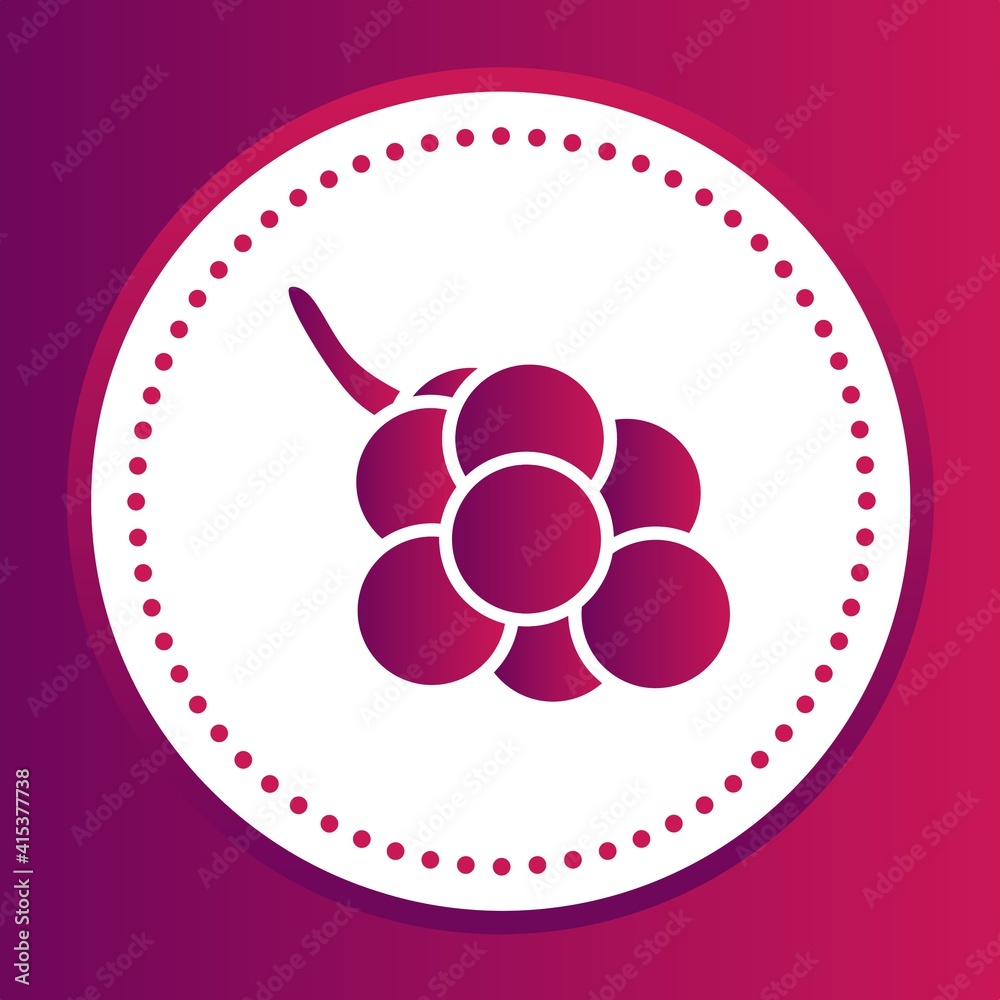 Grape fruit in gradient glyph icon style. Vector illustration fused grape icon color with the background isolated on the dashed circle dotted. Colorful geometric shapes Grape fruit in gradient glyph icon style. Vector illustration fused grape icon color with the background isolated on the dashed circle dotted. Colorful geometric shapes
