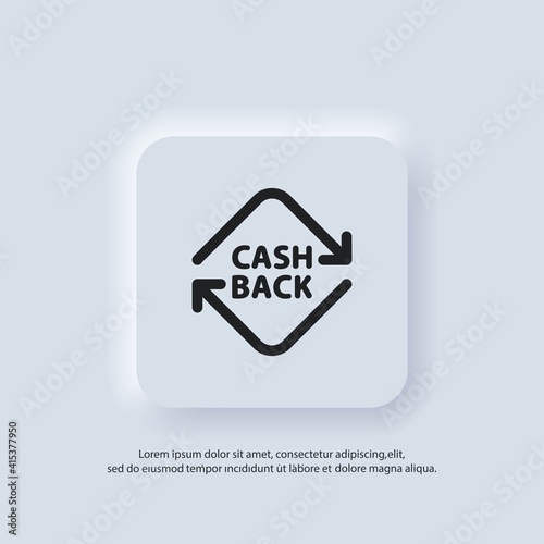 Cashback icon. Return money. Financial services, money refund, return on investment. Cash back rebate. Savings account, currency exchange. Vector. UI icon. Neumorphic UI UX