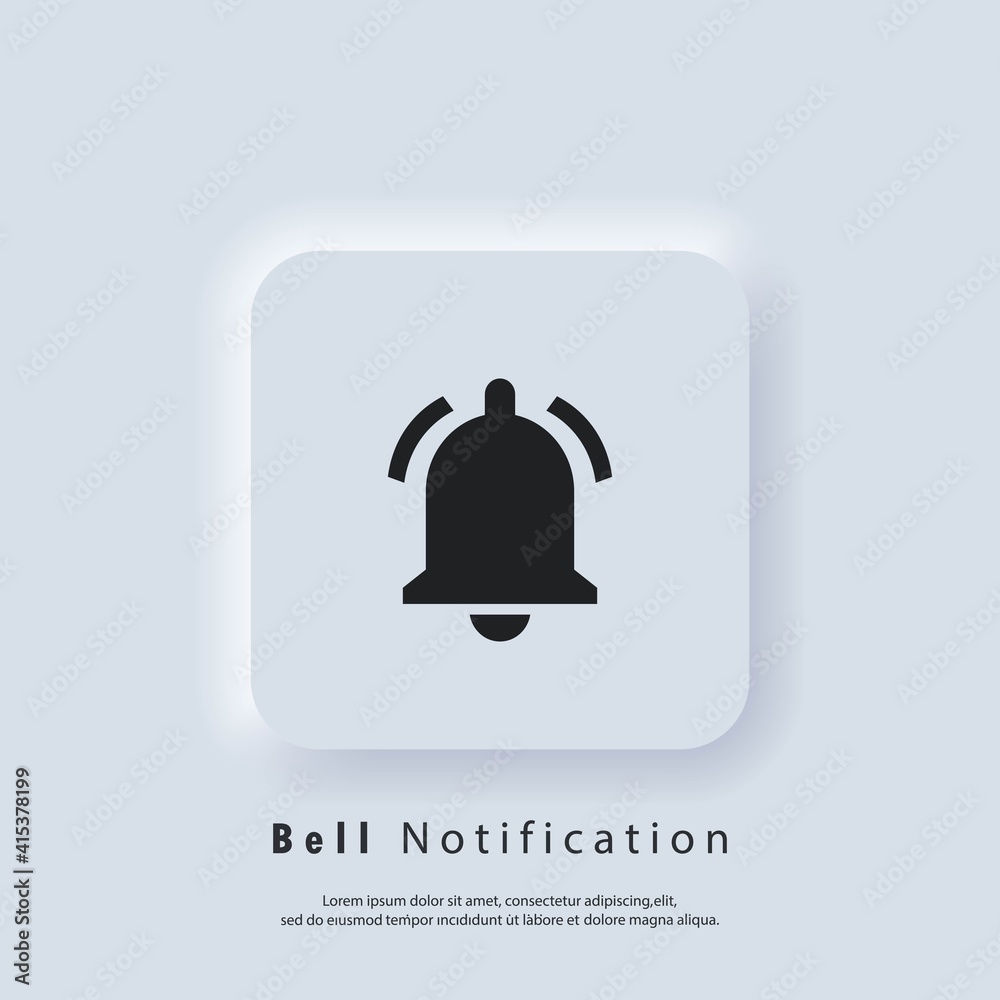 Notification icon. Bell notification and sound icons. Notification bell icon for incoming inbox message. Bell ring for alarm clock and smartphone application alert. Vector EPS 10. Neumorphic UI UX. Notification icon. Bell notification and sound icons. Notification bell icon for incoming inbox message. Bell ring for alarm clock and smartphone application alert. Vector EPS 10. Neumorphic UI UX.