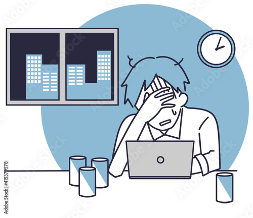 ブラック企業に勤める男性　シンプルイラスト
