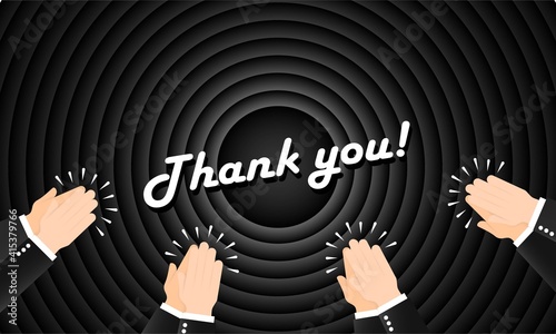 Thank you. Hands clapping ovation. Crowd ovation. Human hands clapping. Applause hands. Vector illustration in flat style.