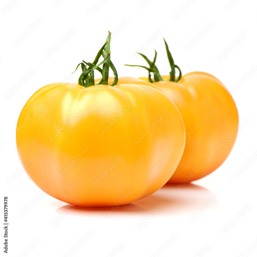 fresh yellow tomatoes on white background fresh yellow tomatoes on white background