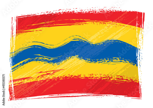 Painted Overijssel region of Netherlands flag waving in wind