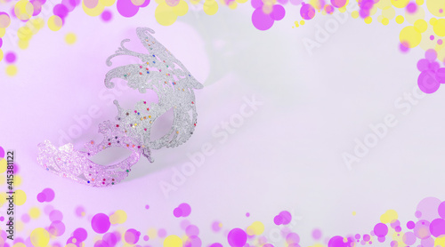 Carnival mask on white background with copy space for Mardi Gras  Brazilian  Venetian carnivals