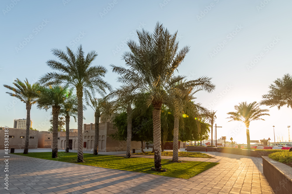 Wonderful evening view in Dammam park - City : Dammam, Saudi Arabia. Selective focused and background blurred.