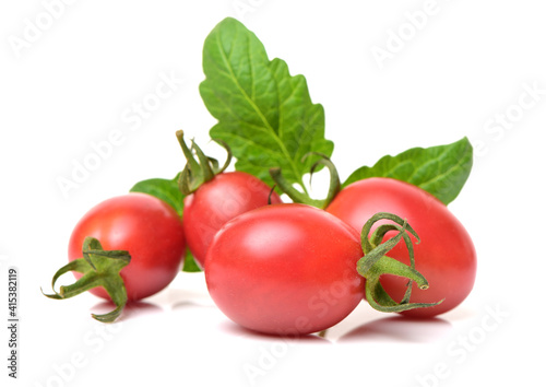 red cherry tomatoes on white background 