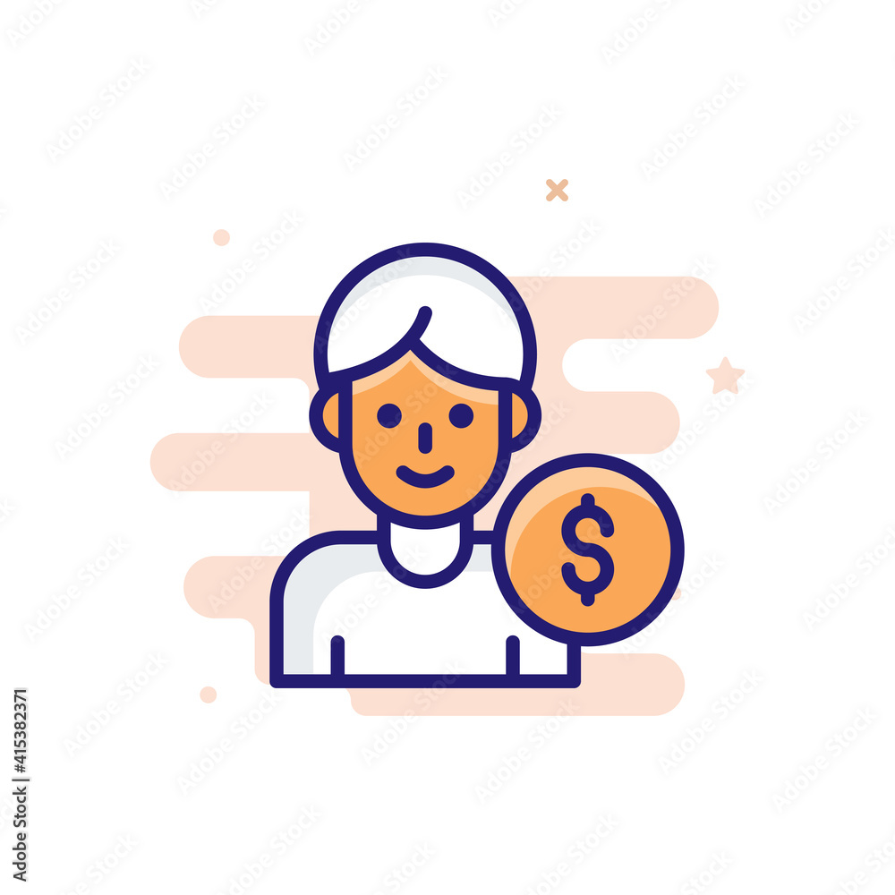 Employee Salary vector outline filled icon style illustrator . EPS 10 file 