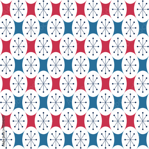 Decorative pattern for the background, tile, textiles, socks. It is assembled from modular parts. Vector. Seamless.