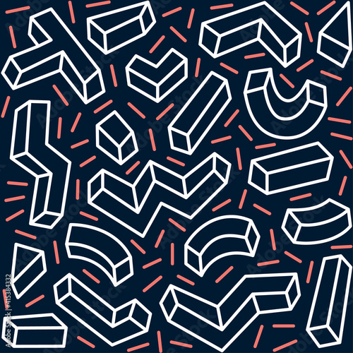 Decorative pattern for the background, tile, textiles, socks. It is assembled from modular parts. Vector. Seamless.