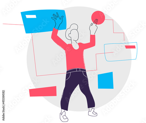 Business concept illustration. scene with the participation of men in business activities. Trendy vector style.