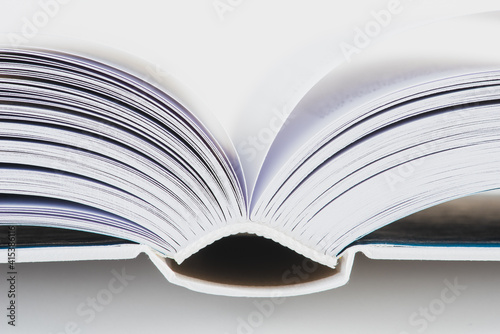 Macro view of hardcover open book