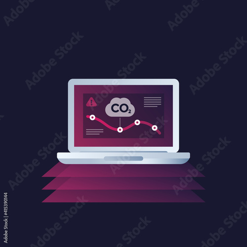 co2, carbon emissions reduction and monitoring, vector