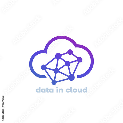 data in cloud vector icon