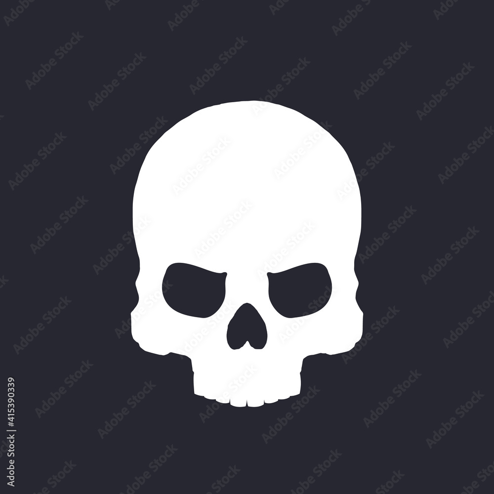 skull on dark, hand drawn vector illustration