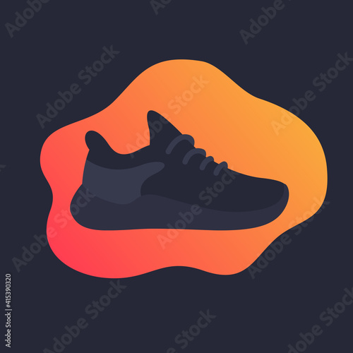 Running shoe icon, trainers, black sneakers
