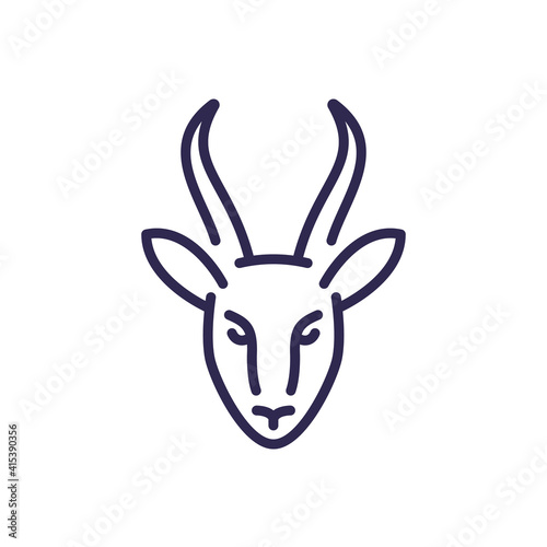springbok, gazelle line icon on white