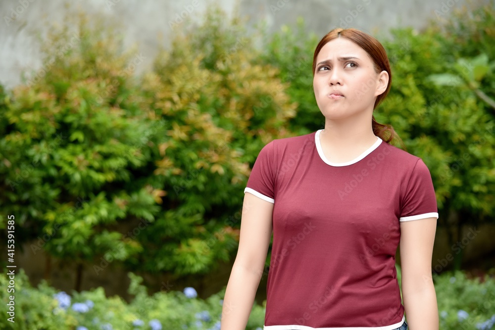 Confused Pretty Redhead Adult Female Wearing Tshirt Confused Pretty Redhead Adult Female Wearing Tshirt