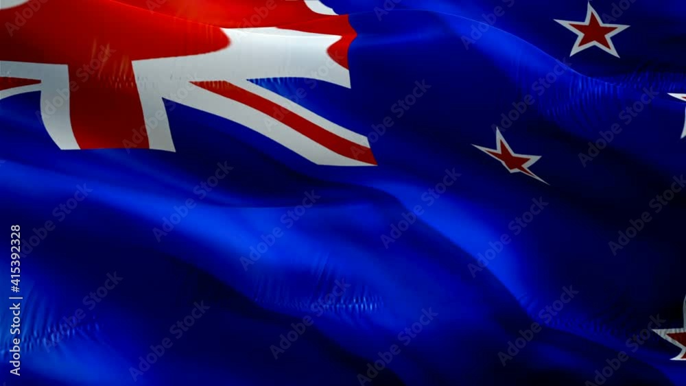 New Zealand flag Closeup 1080p Full HD 1920X1080 footage video waving ...