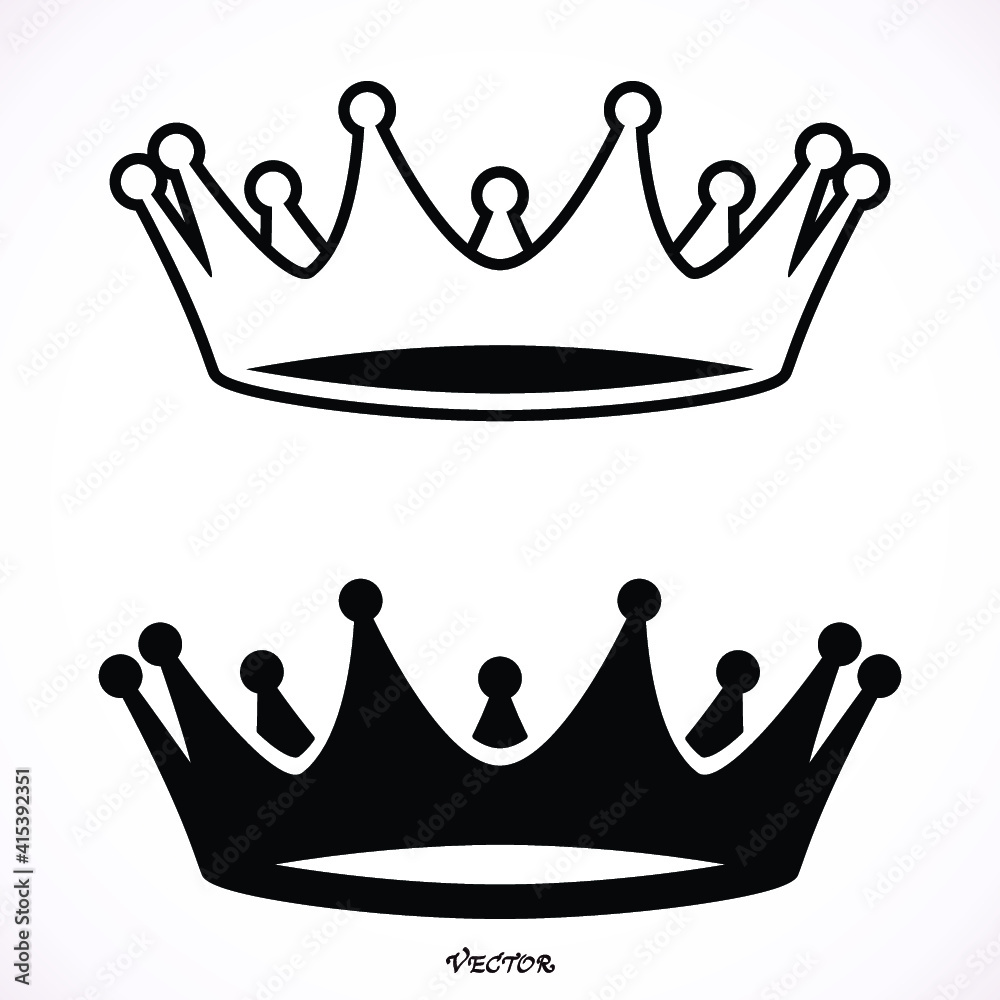 Crown icon. Single high quality outline symbol for web design or mobile app. Black outline pictogram on white background Crown icon. Single high quality outline symbol for web design or mobile app. Black outline pictogram on white background