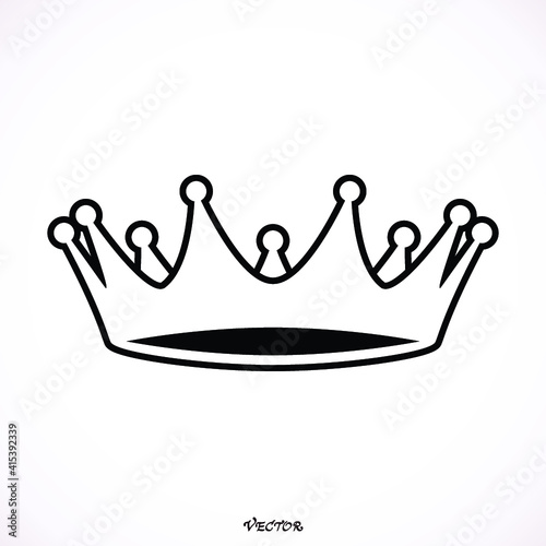 Crown icon. Single high quality outline symbol for web design or mobile app. Black outline pictogram on white background