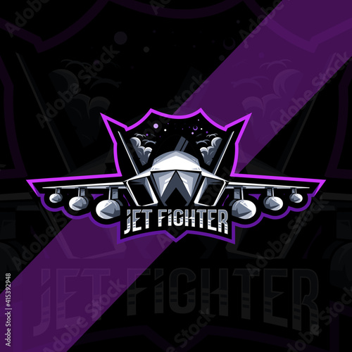 Jet fighter mascot logo template design