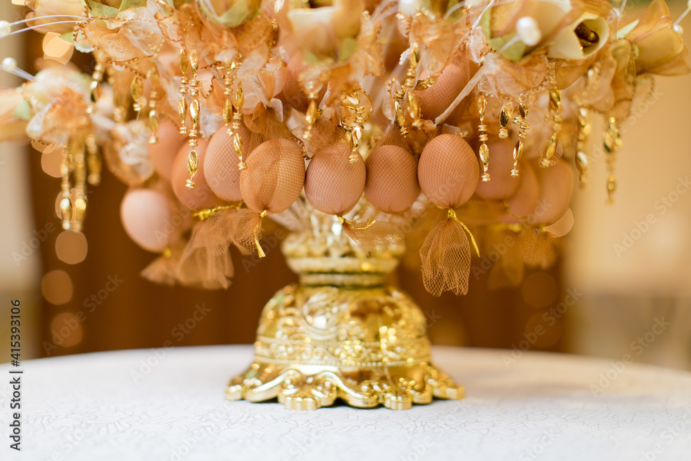 Beautiful flower egg decoration. A traditional door gift for Malay Wedding.