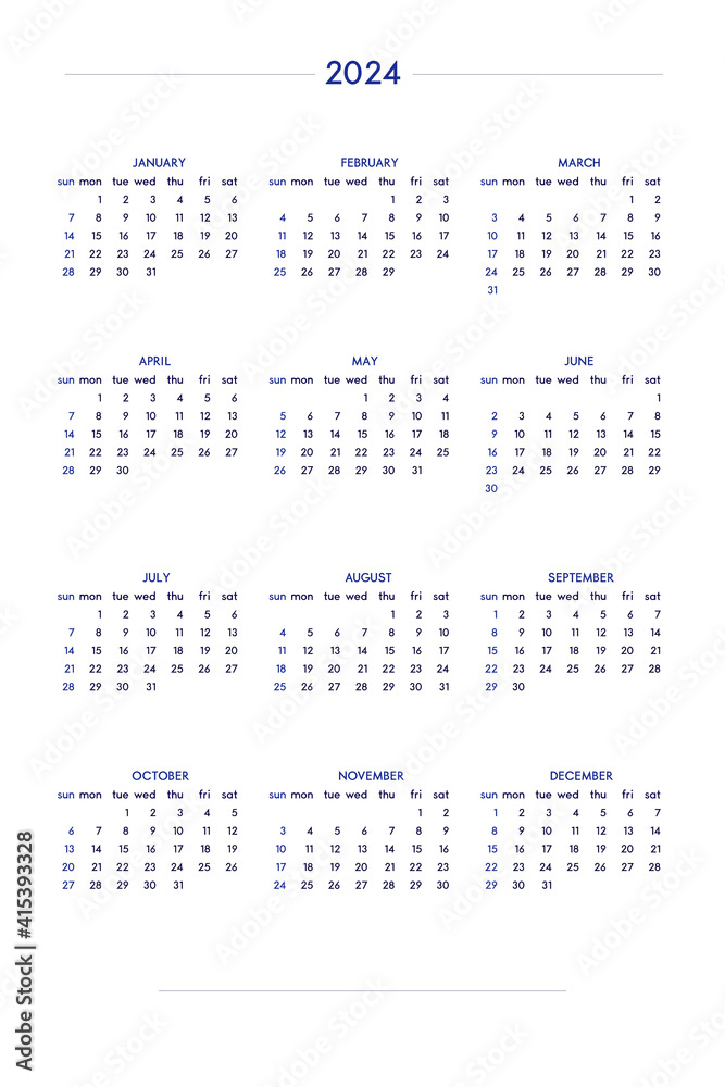 2024 calendar set in classic strict style. wall table calendar schedule, minimal restrained business design for notebook and planner. Week starts on sunday 2024 calendar set in classic strict style. wall table calendar schedule, minimal restrained business design for notebook and planner. Week starts on sunday