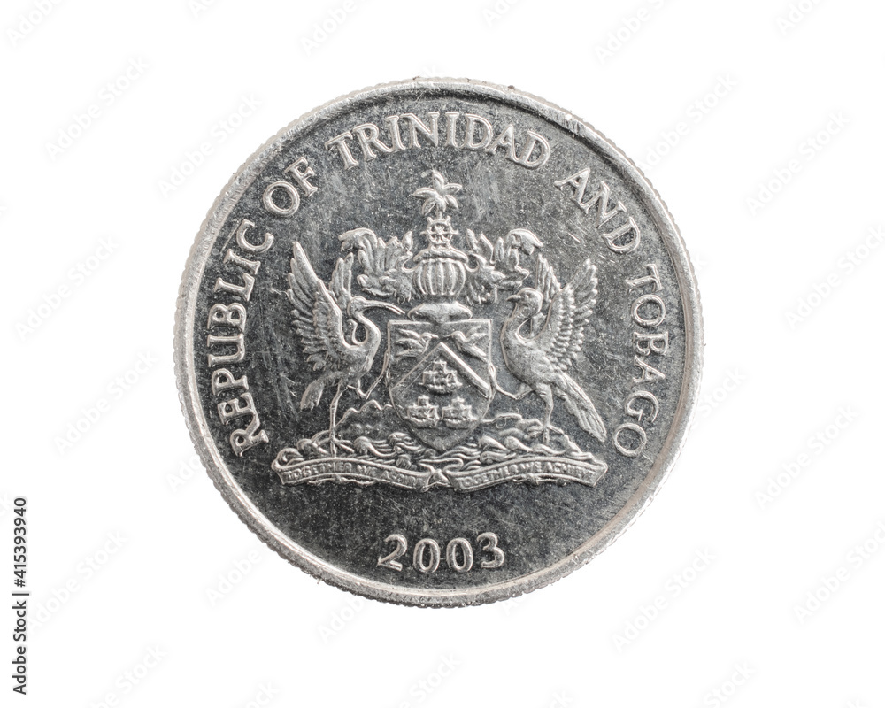 Trinidad and Tobago ten cents coin on white isolated background Trinidad and Tobago ten cents coin on white isolated background