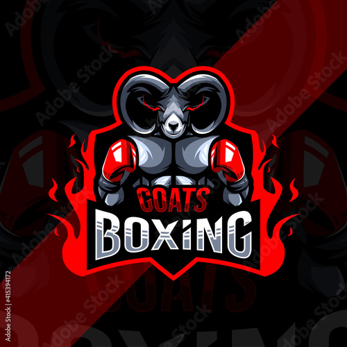 Goat boxing mascot logo esport design template