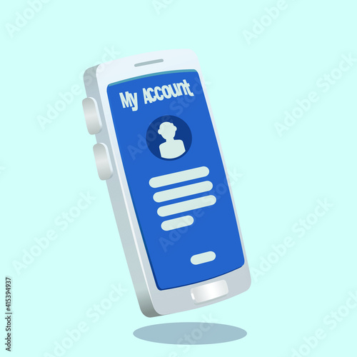 my account information application.  3d, three dimentional drawing cartoon style toy like illustration