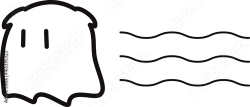 とても可愛いタレ耳つきおばけのベクターイラスト