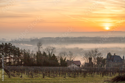 Photos Nebel über dem Rhein im Sonnenaufgang bei Oppenheim