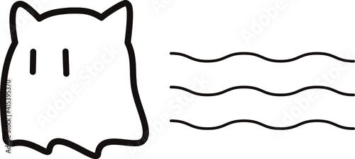 とても可愛いネコ耳付きおばけのベクターイラスト