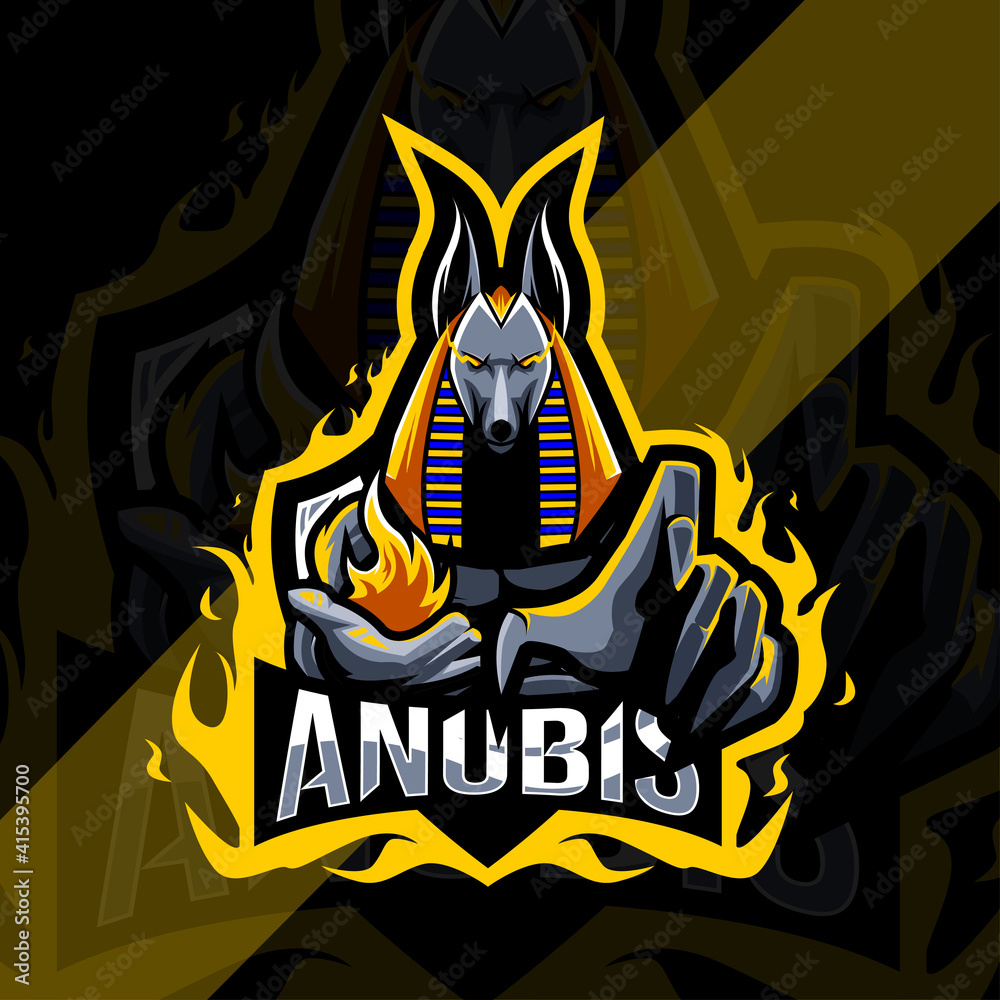 Scared anubis mascot logo esport design template