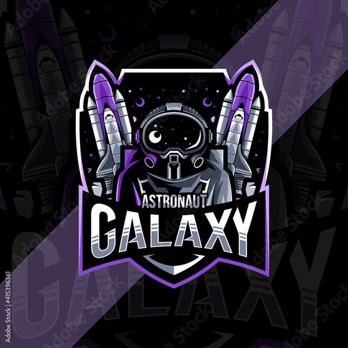 Astronaut galaxy mascot logo esport design
