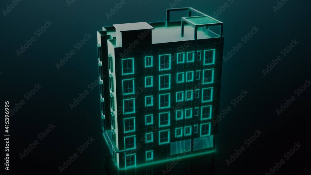 Apartment Building Hud Hologram. High quality photo Apartment Building Hud Hologram. High quality photo
