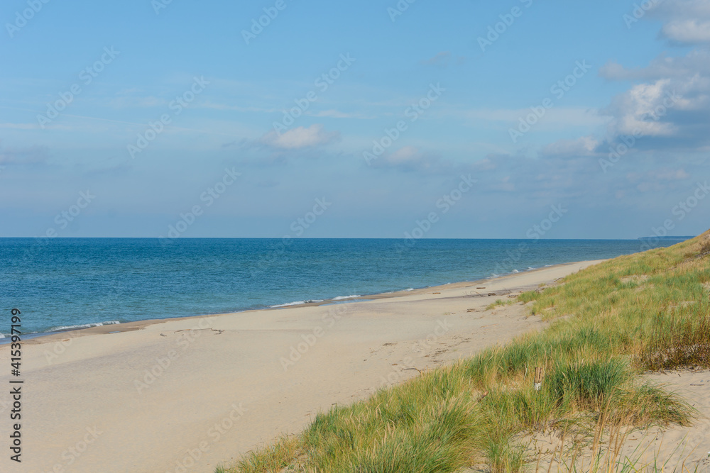 Coast of Baltic Sea on Curonian Spit in National Park. Vacation and travel concept Coast of Baltic Sea on Curonian Spit in National Park. Vacation and travel concept
