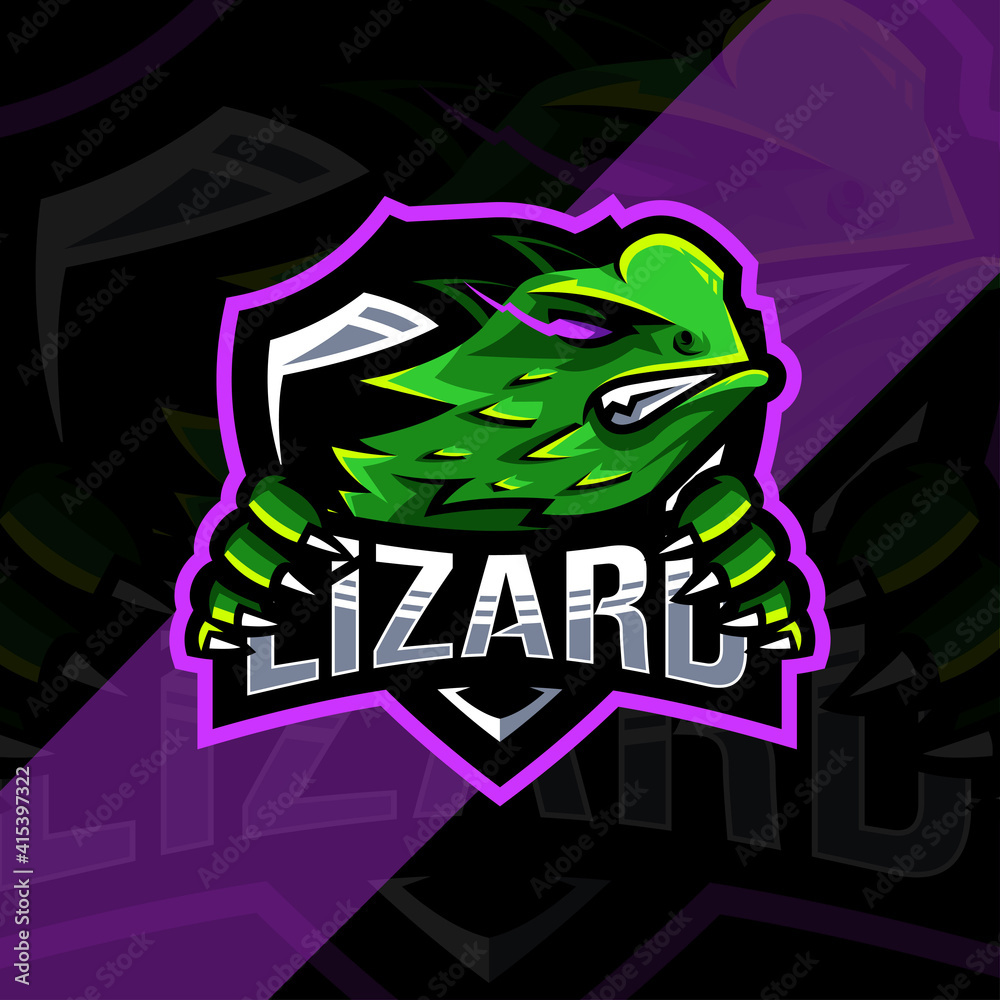 Lizard mascot logo esport template design Lizard mascot logo esport template design