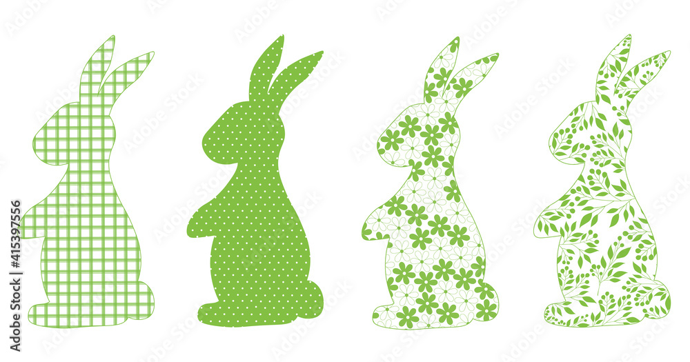 Fototapeta premium Easter bunny silhouette vector illustration