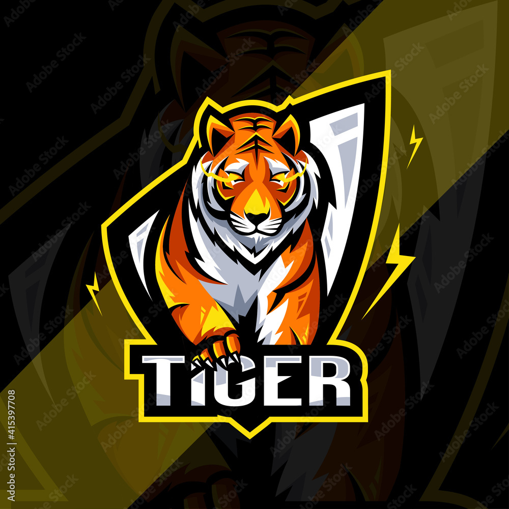 Tiger angry mascot logo esport design